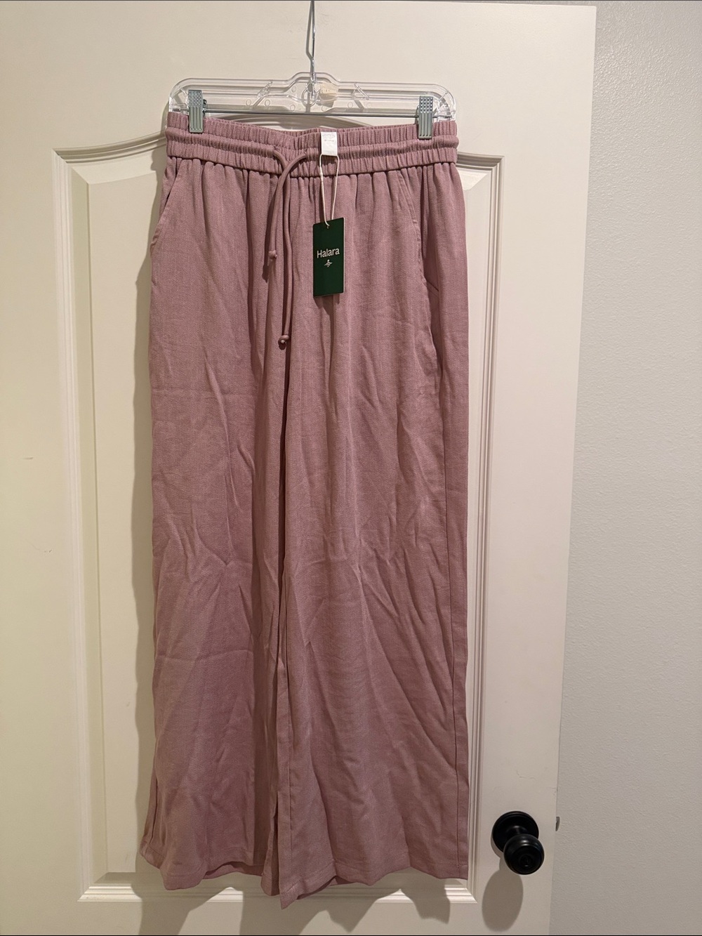 NWT Halara size medium mauve pink purple dusty rose wide leg pants